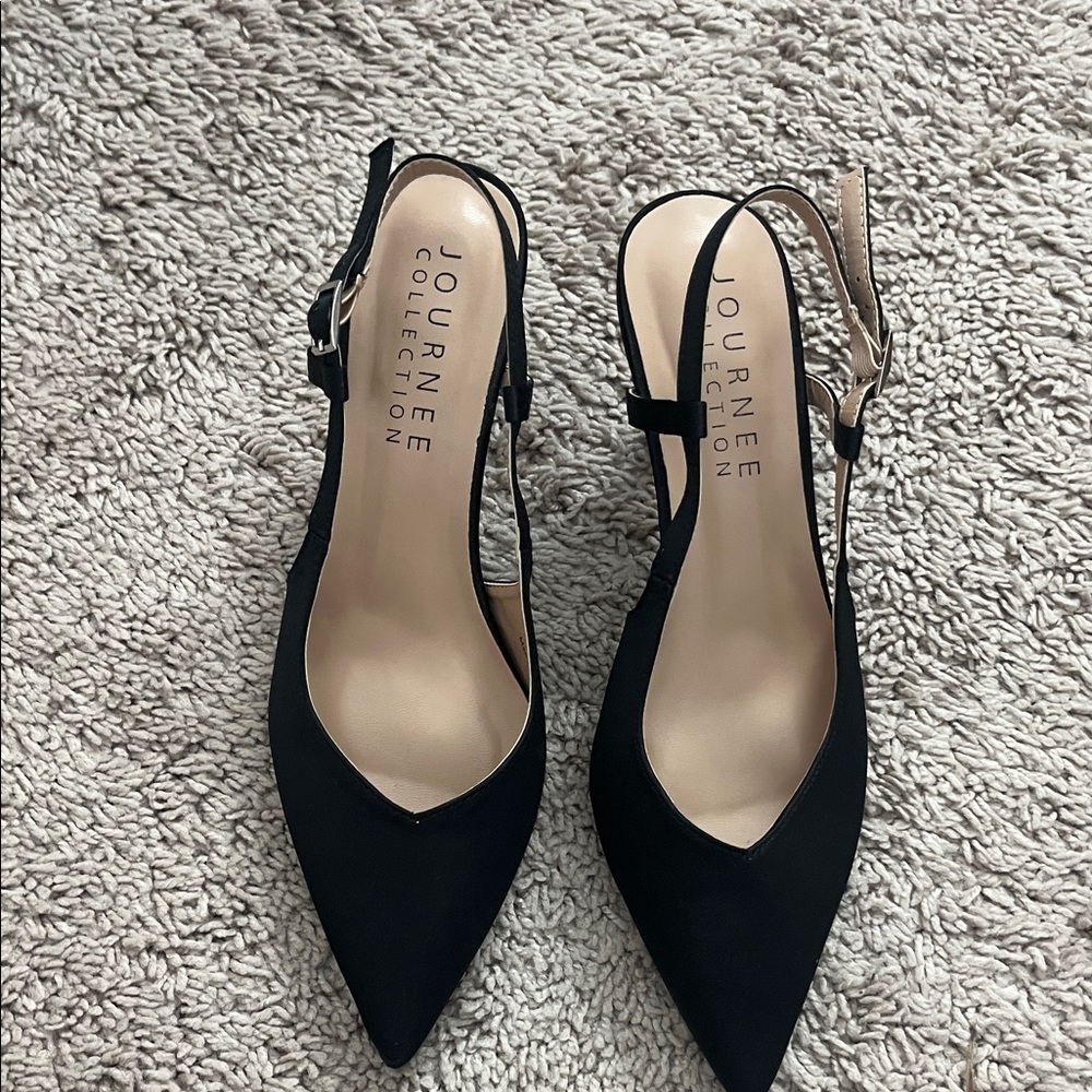 Journee Collection Black Slingback Heels